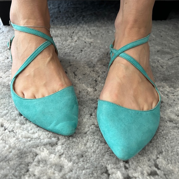 ZARA TRAFALUC turquoise flats - Picture 3 of 8